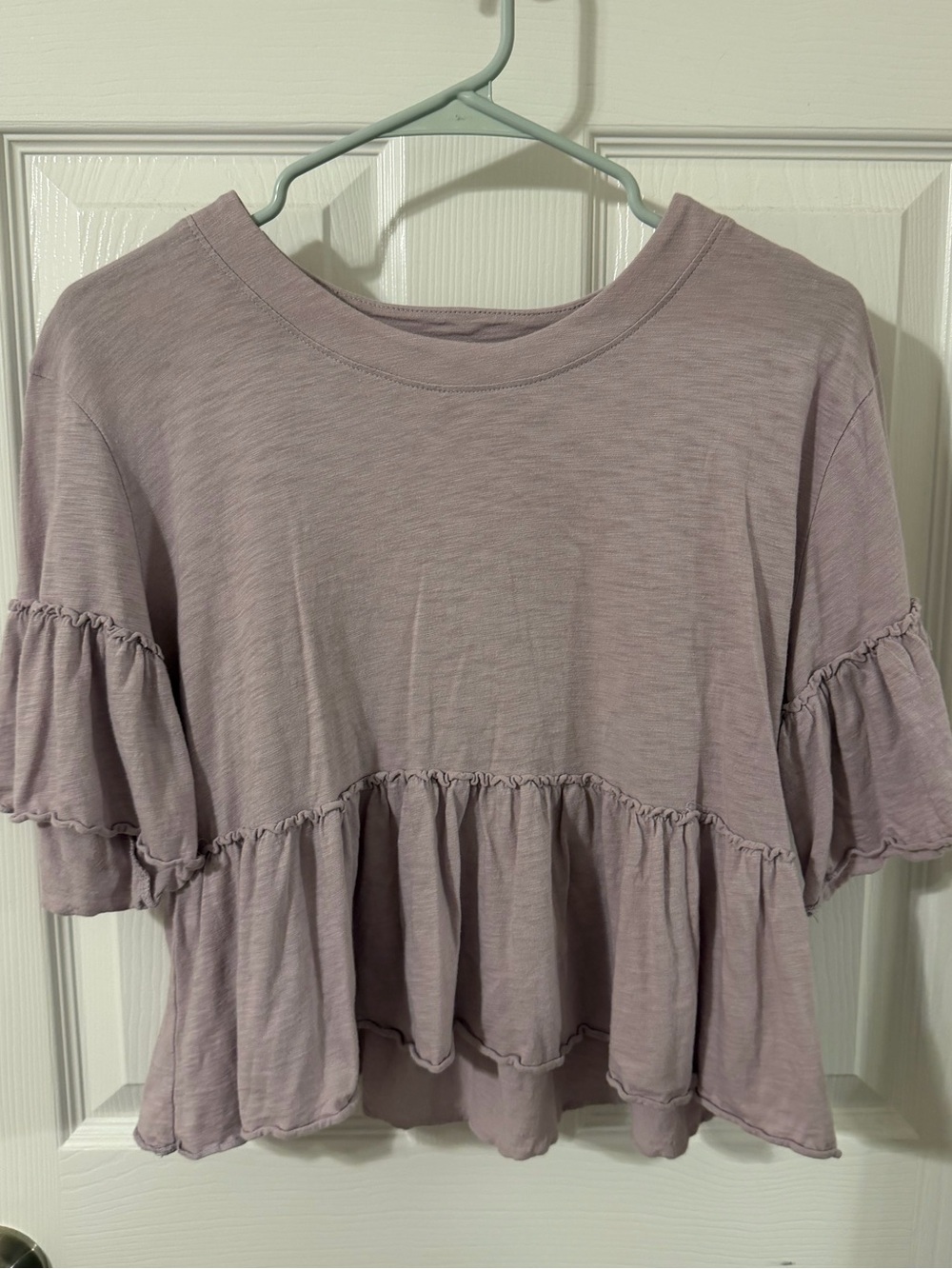 Altar'd State Lavender Tiered Ruffle Peplum Top